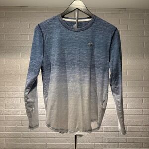Hollister Long Sleeve‎ Crew Ombre Blue White Mens XS Shirt Top